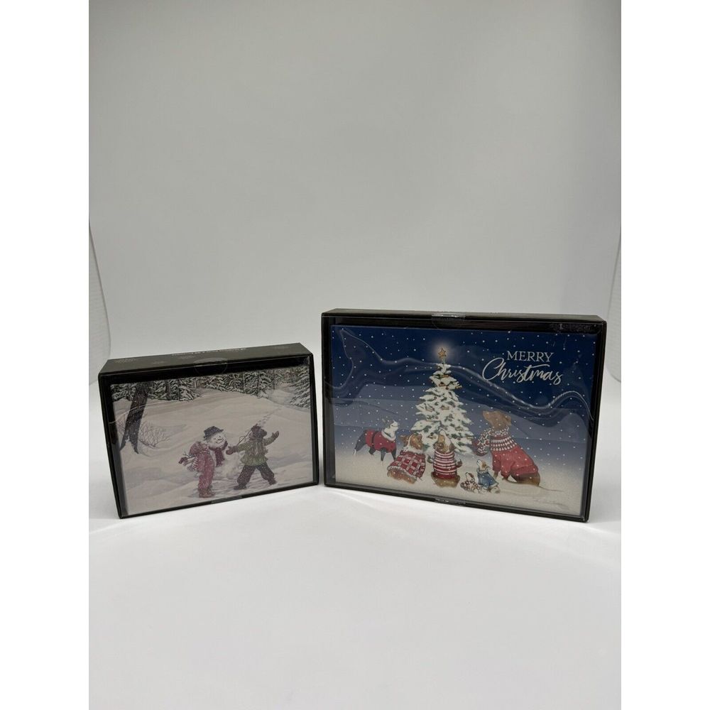 Crown Point Graphics Christmas‎ Cards 2 Boxes Total 47 Cards/Envelopes Dogs Snow